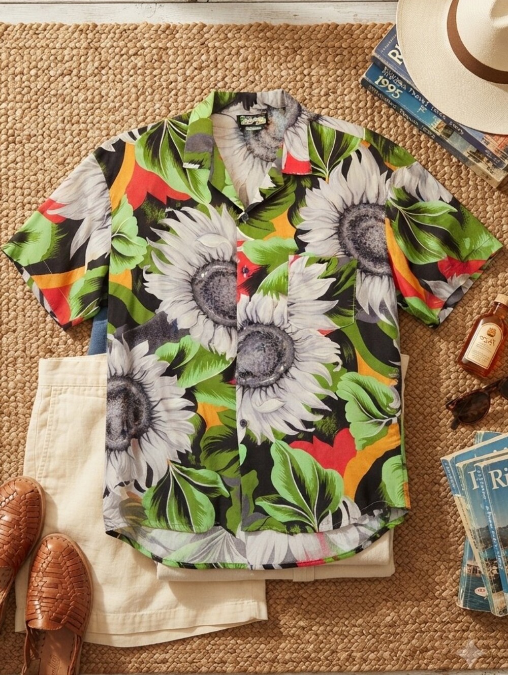 Vintage 'The Hawaiian Shirt' Sunflower Print Button Up Short Sleeve Shirt